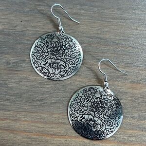 Floral Hammered Metal Earrings